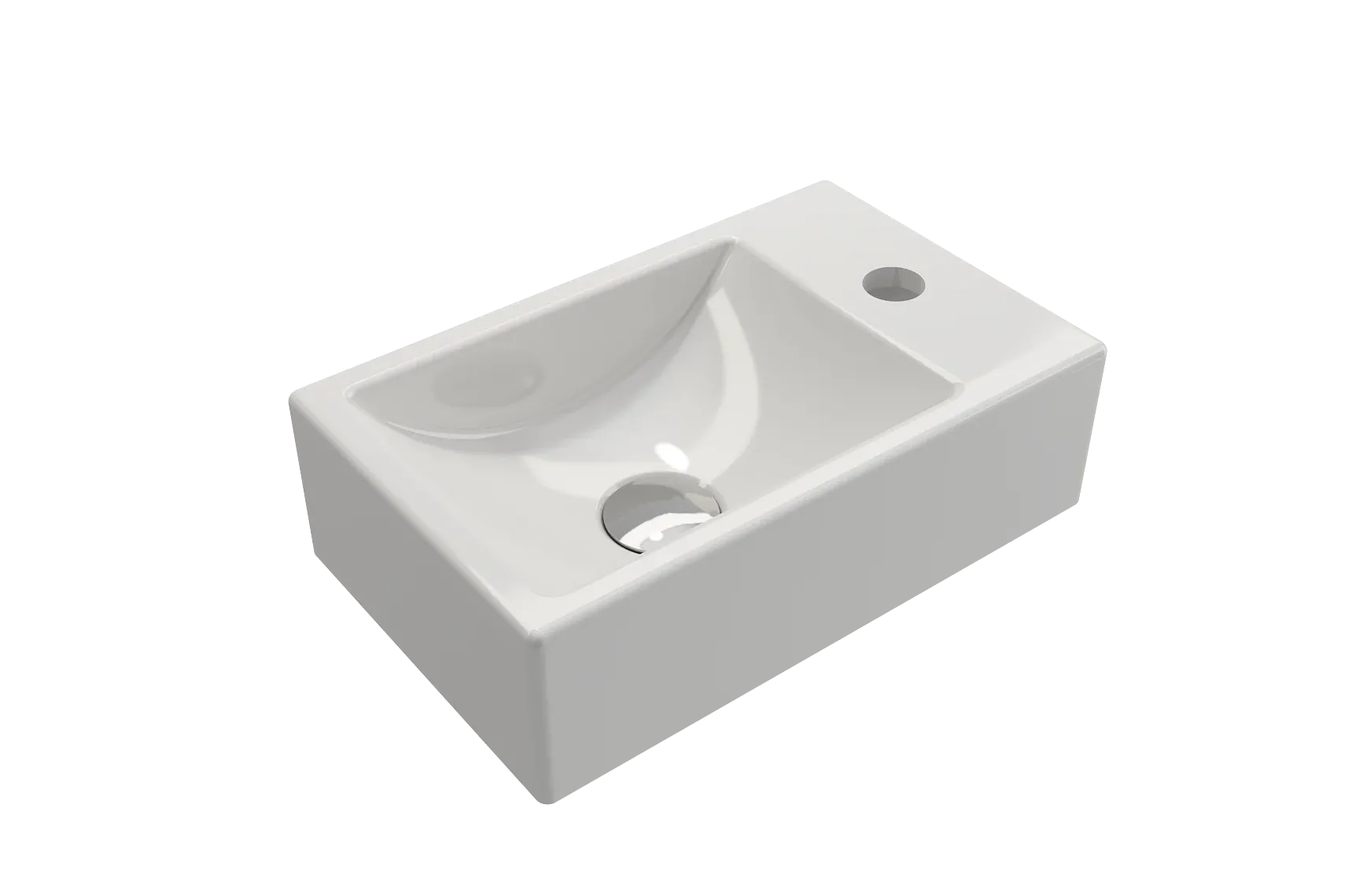 BOCCHI Milano Small 15" Rectangle Wallmount Fireclay Bathroom Sink, White, Single Faucet Hole, 1419-001-0126