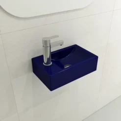 BOCCHI Milano Small 15" Rectangle Wallmount Fireclay Bathroom Sink, Sapphire Blue, Single Faucet Hole, 1418-010-0126
