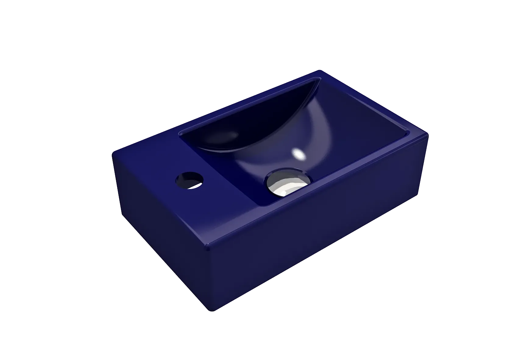 BOCCHI Milano Small 15" Rectangle Wallmount Fireclay Bathroom Sink, Sapphire Blue, Single Faucet Hole, 1418-010-0126