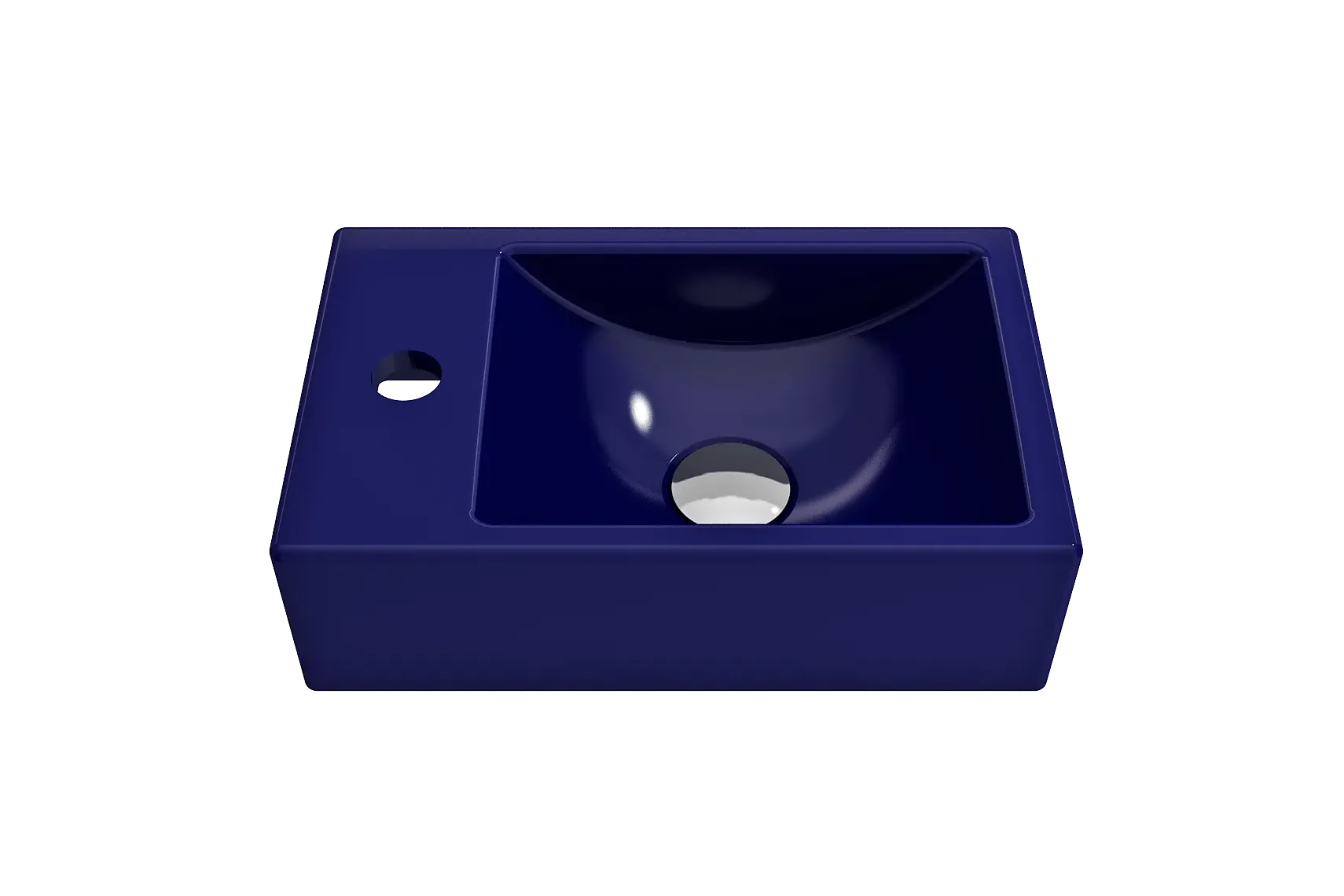 BOCCHI Milano Small 15" Rectangle Wallmount Fireclay Bathroom Sink, Sapphire Blue, Single Faucet Hole, 1418-010-0126