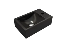 BOCCHI Milano Small 15" Rectangle Wallmount Fireclay Bathroom Sink, Matte Black, Single Faucet Hole, 1419-004-0126