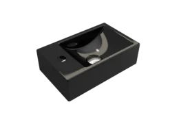 BOCCHI Milano Small 15" Rectangle Wallmount Fireclay Bathroom Sink, Black, Single Faucet Hole, 1418-005-0126