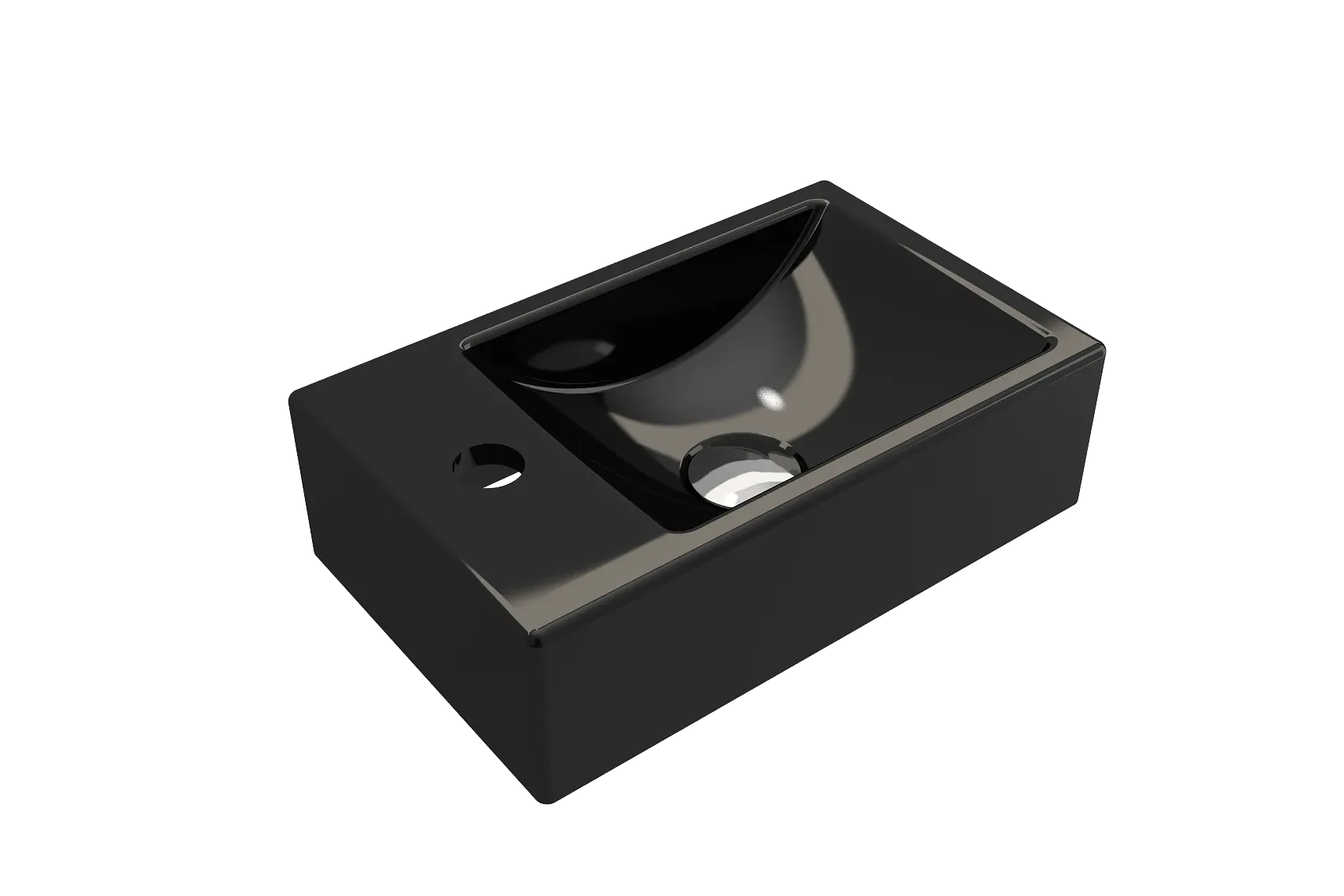 BOCCHI Milano Small 15" Rectangle Wallmount Fireclay Bathroom Sink, Black, Single Faucet Hole, 1418-005-0126
