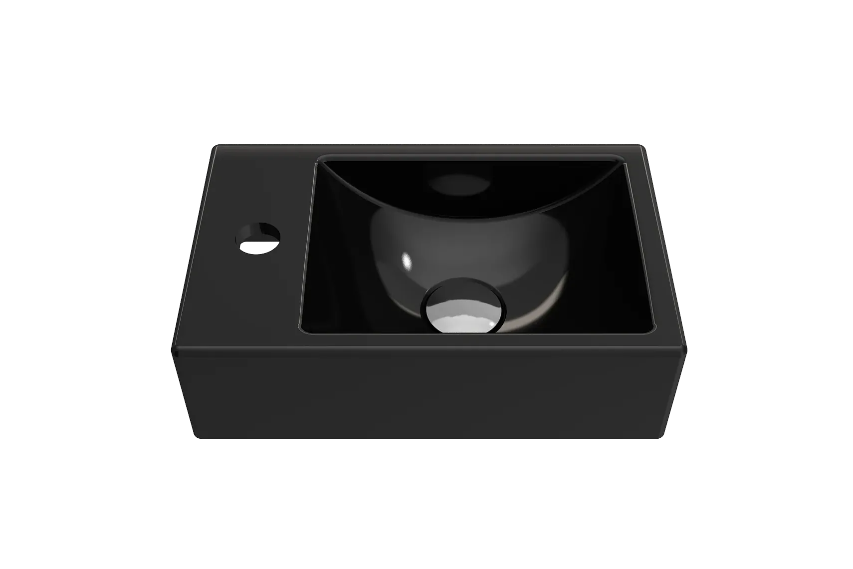 BOCCHI Milano Small 15" Rectangle Wallmount Fireclay Bathroom Sink, Black, Single Faucet Hole, 1418-005-0126
