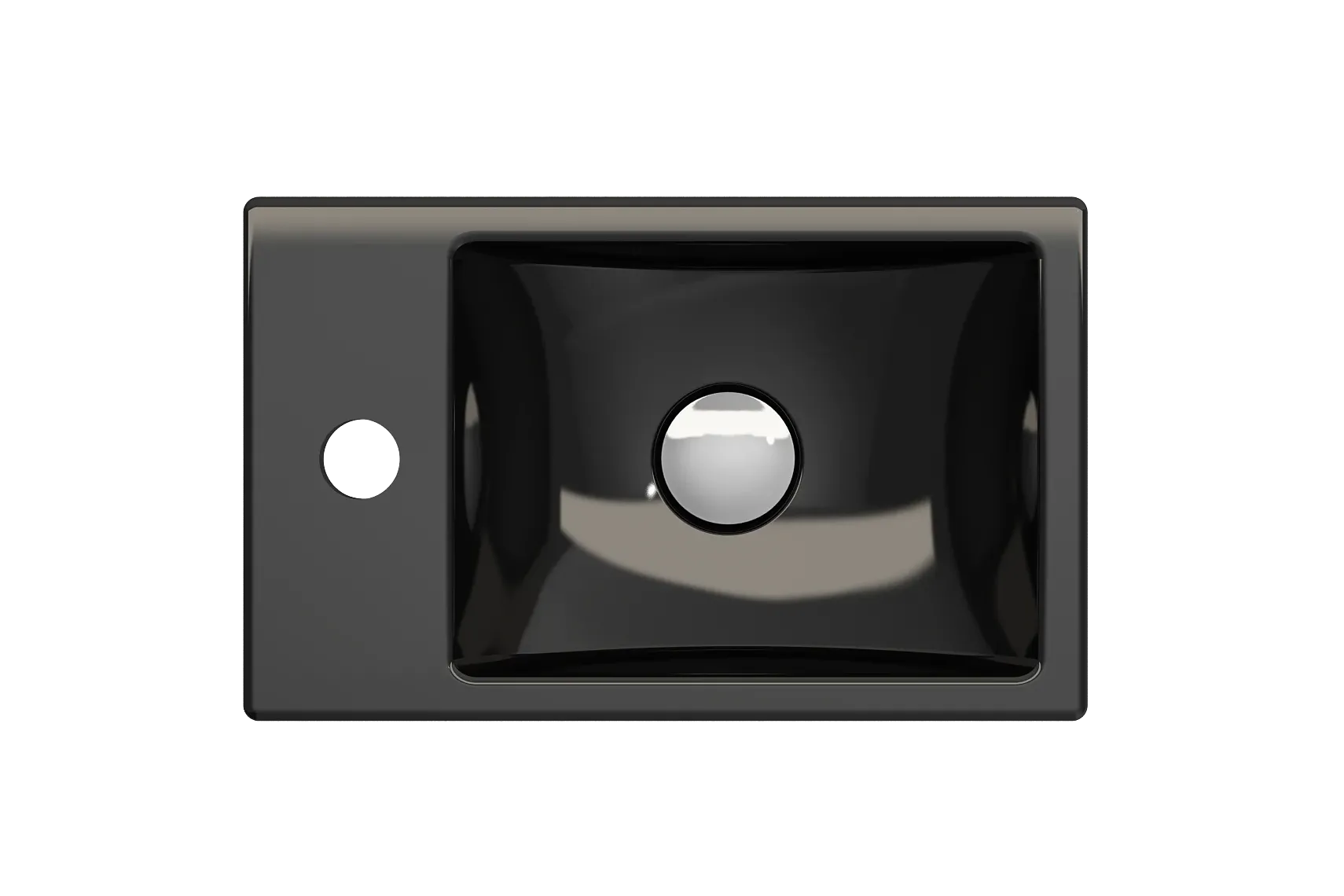 BOCCHI Milano Small 15" Rectangle Wallmount Fireclay Bathroom Sink, Black, Single Faucet Hole, 1418-005-0126