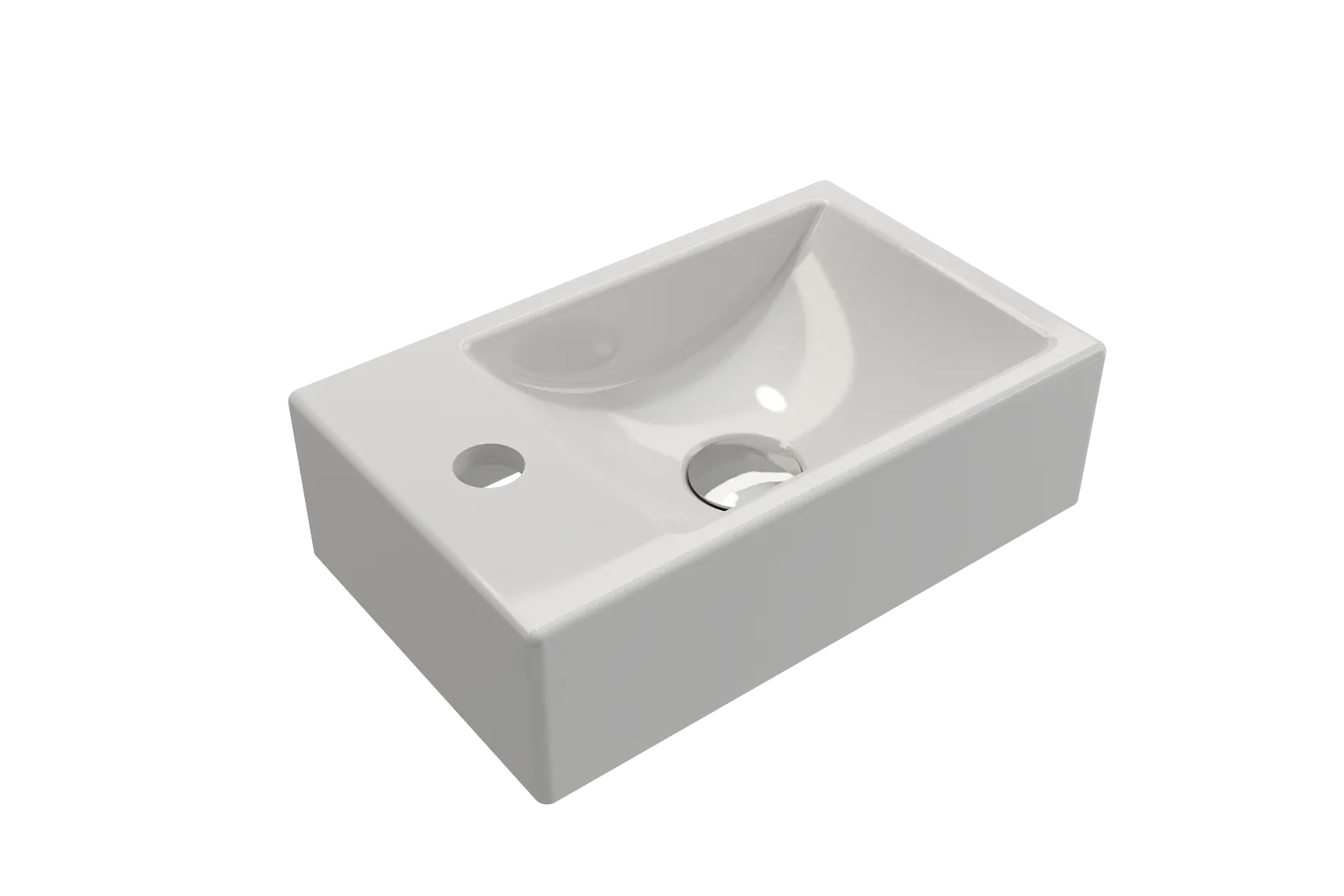 BOCCHI Milano Small 15" Rectangle Wallmount Fireclay Bathroom Sink, White, Single Faucet Hole, 1418-001-0126