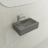BOCCHI Milano Small 15" Rectangle Wallmount Fireclay Bathroom Sink, Matte Gray, Single Faucet Hole, 1418-006-0126