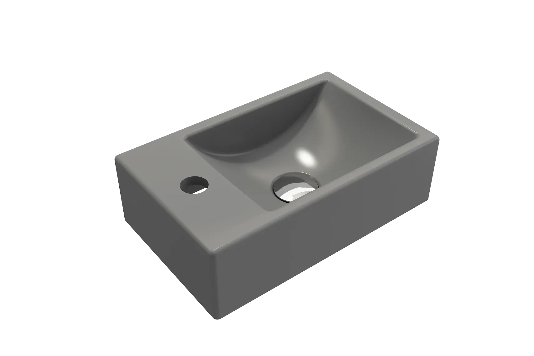 BOCCHI Milano Small 15" Rectangle Wallmount Fireclay Bathroom Sink, Matte Gray, Single Faucet Hole, 1418-006-0126