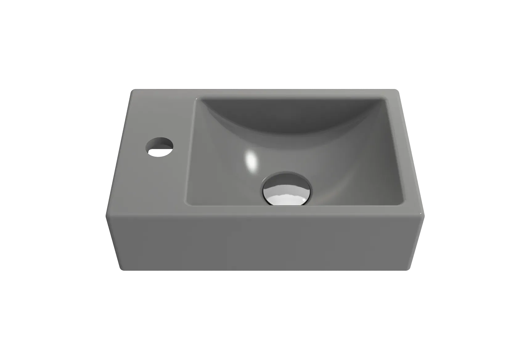 BOCCHI Milano Small 15" Rectangle Wallmount Fireclay Bathroom Sink, Matte Gray, Single Faucet Hole, 1418-006-0126