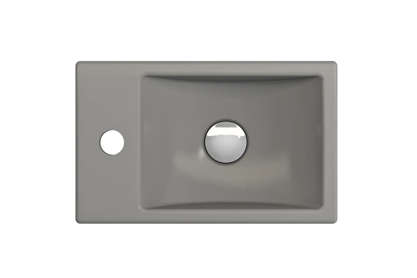 BOCCHI Milano Small 15" Rectangle Wallmount Fireclay Bathroom Sink, Matte Gray, Single Faucet Hole, 1418-006-0126