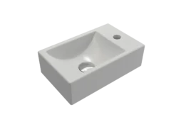 BOCCHI Milano Small 15" Rectangle Wallmount Fireclay Bathroom Sink, Matte White, Single Faucet Hole, 1419-002-0126