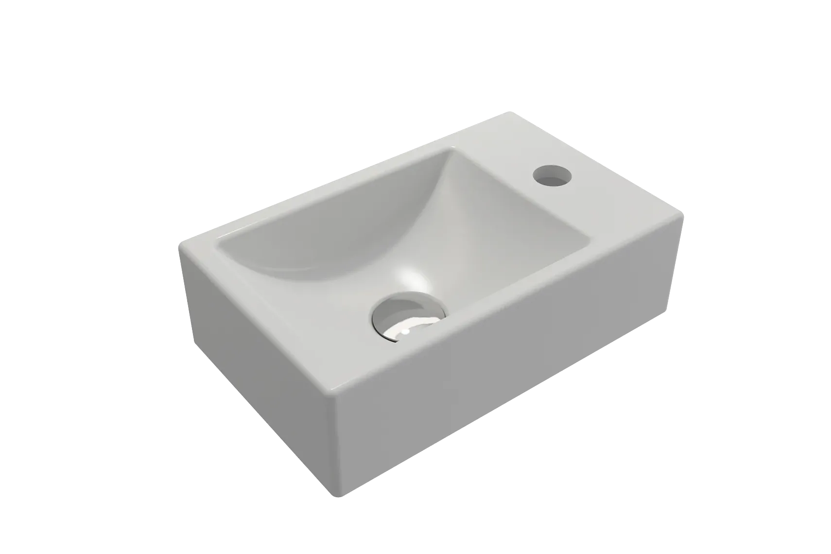 BOCCHI Milano Small 15" Rectangle Wallmount Fireclay Bathroom Sink, Matte White, Single Faucet Hole, 1419-002-0126