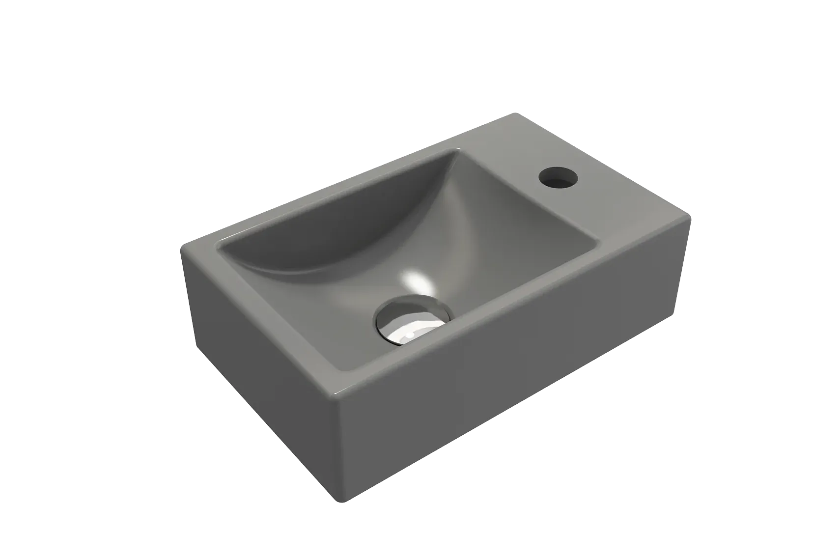 BOCCHI Milano Small 15" Rectangle Wallmount Fireclay Bathroom Sink, Matte Gray, Single Faucet Hole, 1419-006-0126