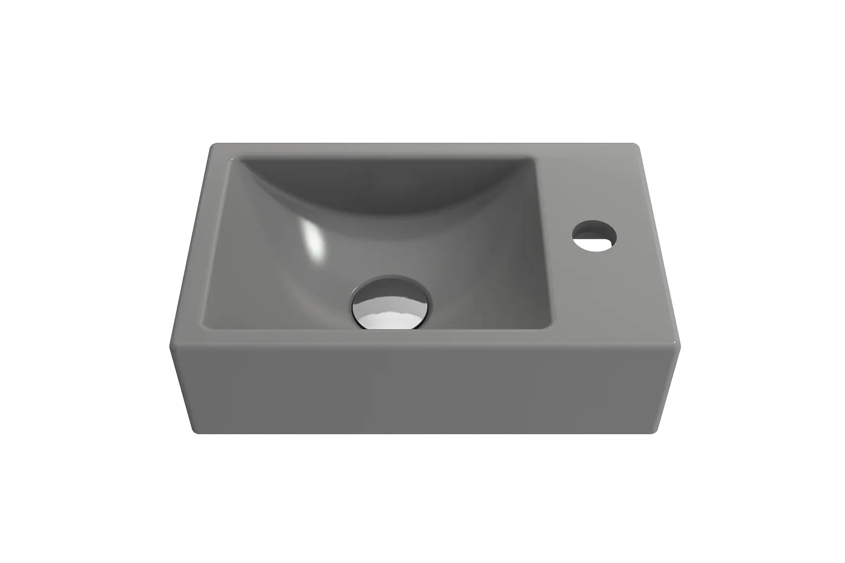 BOCCHI Milano Small 15" Rectangle Wallmount Fireclay Bathroom Sink, Matte Gray, Single Faucet Hole, 1419-006-0126