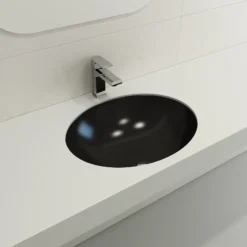 BOCCHI Parma 22" Oval Undermount Fireclay Bathroom Sink, Matte Black, 1384-004-0125