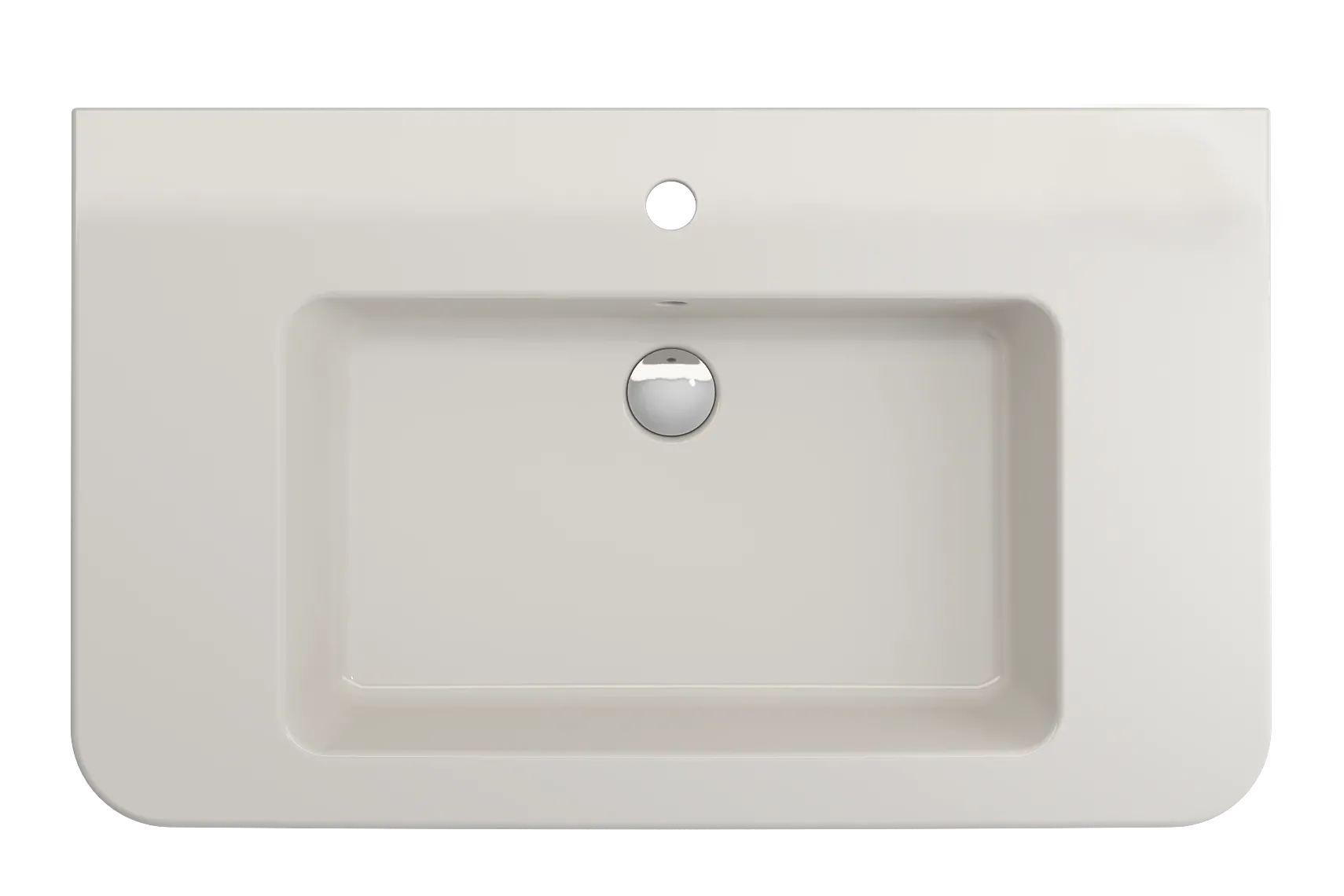 BOCCHI Parma 34" Rectangle Wallmount Fireclay Bathroom Sink, Biscuit, Single Faucet Hole, 1124-014-0126