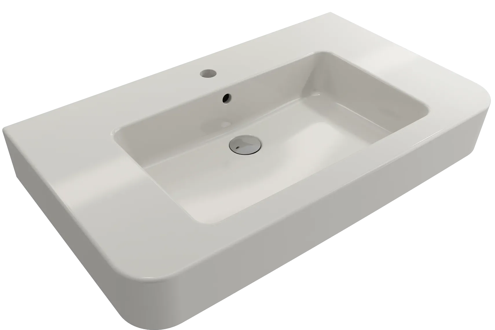 BOCCHI Parma 34" Rectangle Wallmount Fireclay Bathroom Sink, Biscuit, Single Faucet Hole, 1124-014-0126