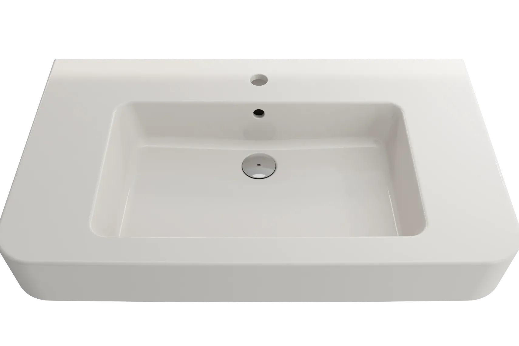 BOCCHI Parma 34" Rectangle Wallmount Fireclay Bathroom Sink, Biscuit, Single Faucet Hole, 1124-014-0126