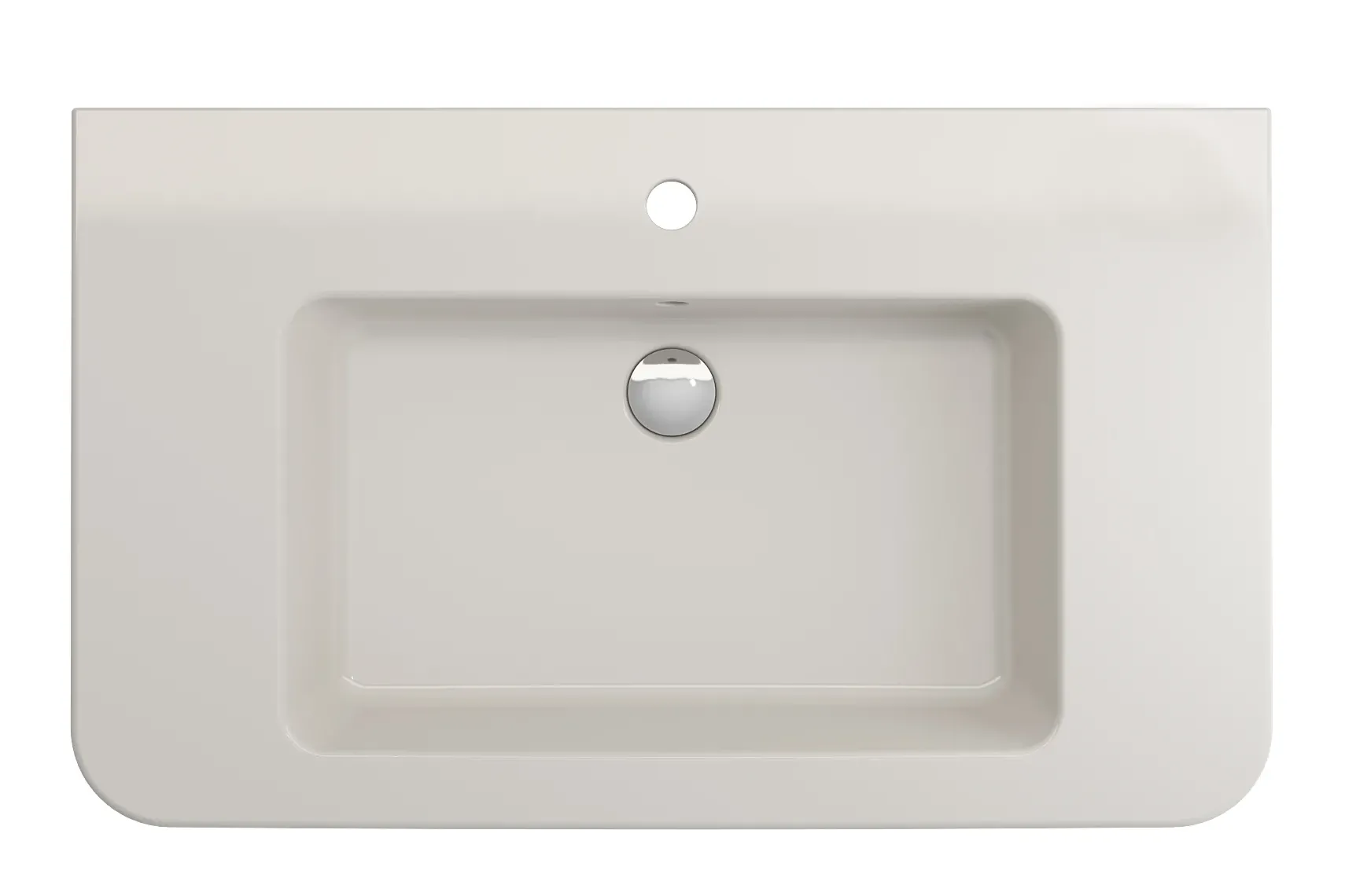 BOCCHI Parma 34" Rectangle Wallmount Fireclay Bathroom Sink, Biscuit, Single Faucet Hole, 1124-014-0126