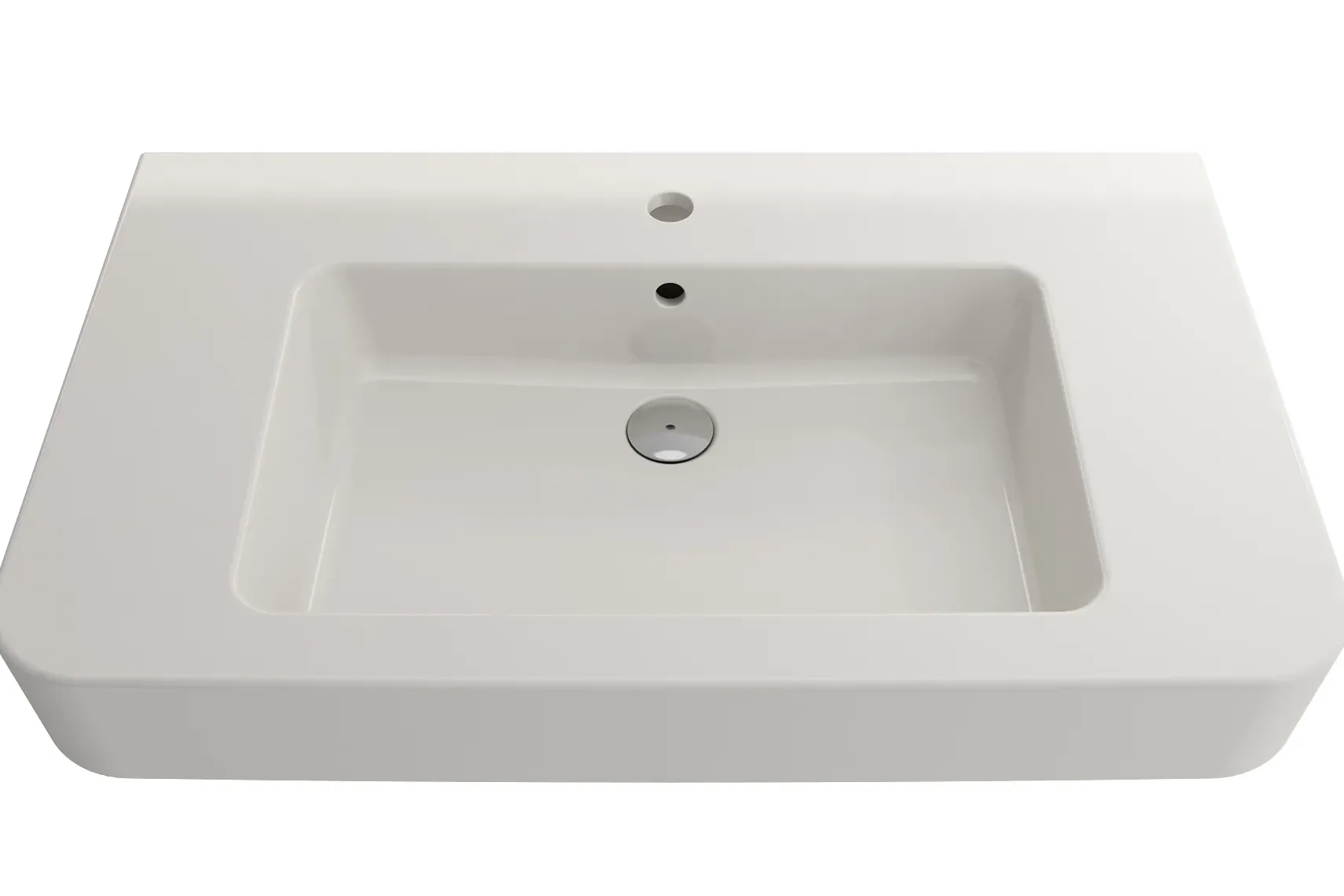 BOCCHI Parma 34" Rectangle Wallmount Fireclay Bathroom Sink, Biscuit, Single Faucet Hole, 1124-014-0126