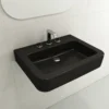 BOCCHI Parma 26" Rectangle Wallmount Fireclay Bathroom Sink, Matte Black, 3 Faucet Hole, 1123-004-0127