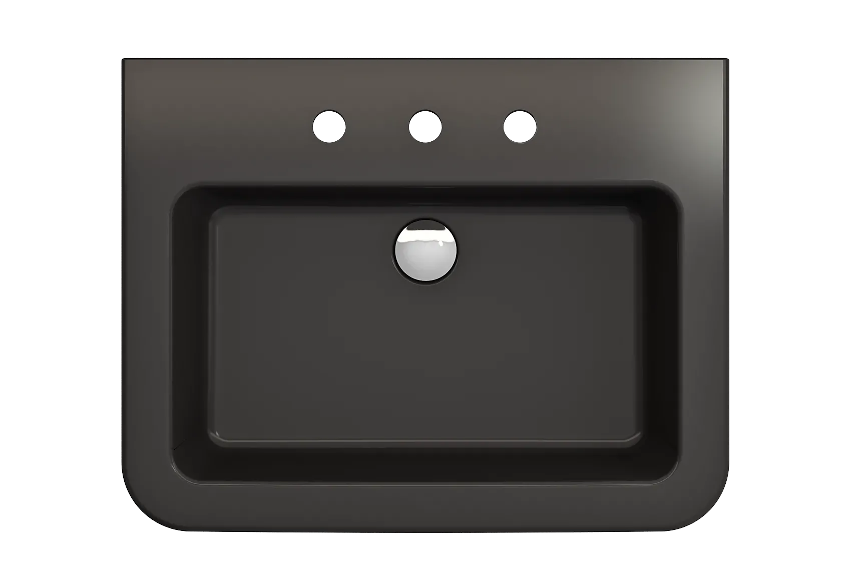 BOCCHI Parma 26" Rectangle Wallmount Fireclay Bathroom Sink, Matte Black, 3 Faucet Hole, 1123-004-0127