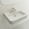 BOCCHI Parma 26" Rectangle Wallmount Fireclay Bathroom Sink, Matte White, 3 Faucet Hole, 1123-002-0127