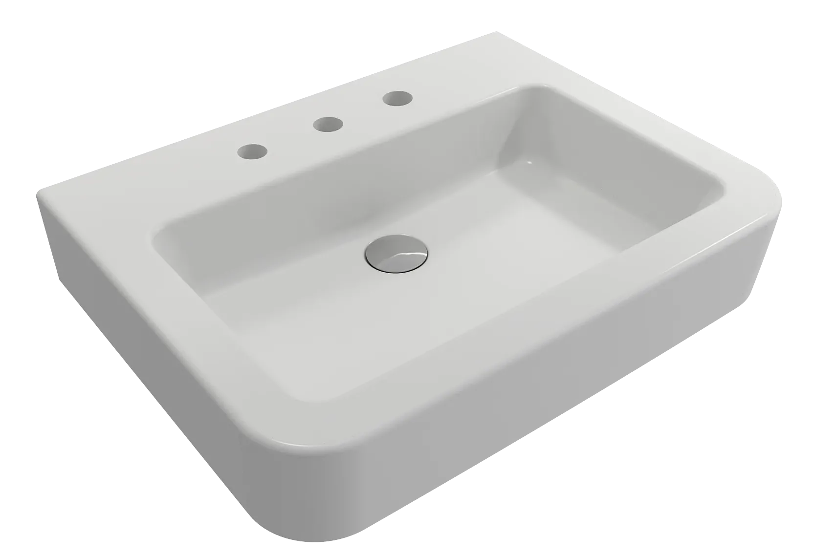 BOCCHI Parma 26" Rectangle Wallmount Fireclay Bathroom Sink, Matte White, 3 Faucet Hole, 1123-002-0127