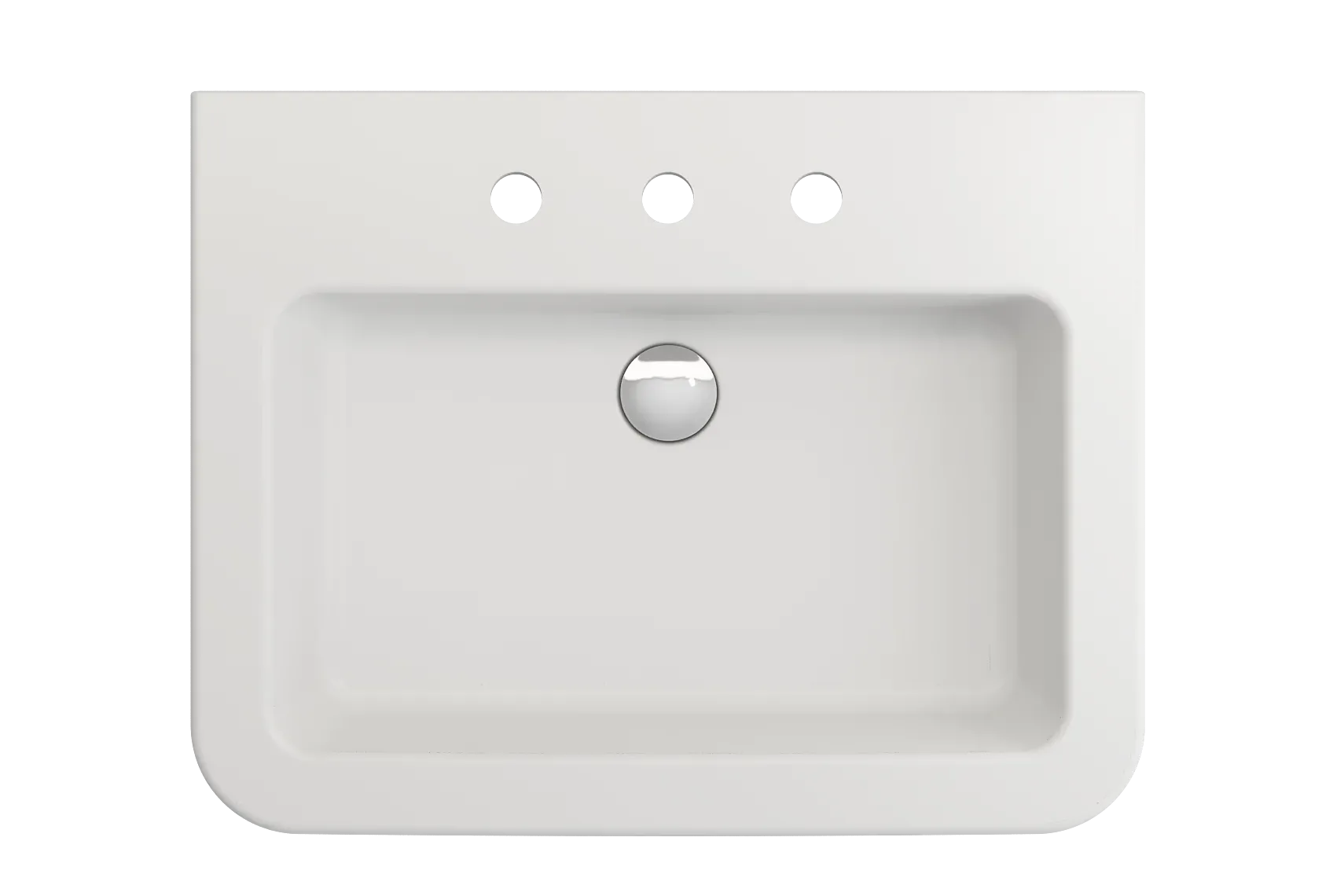 BOCCHI Parma 26" Rectangle Wallmount Fireclay Bathroom Sink, Matte White, 3 Faucet Hole, 1123-002-0127