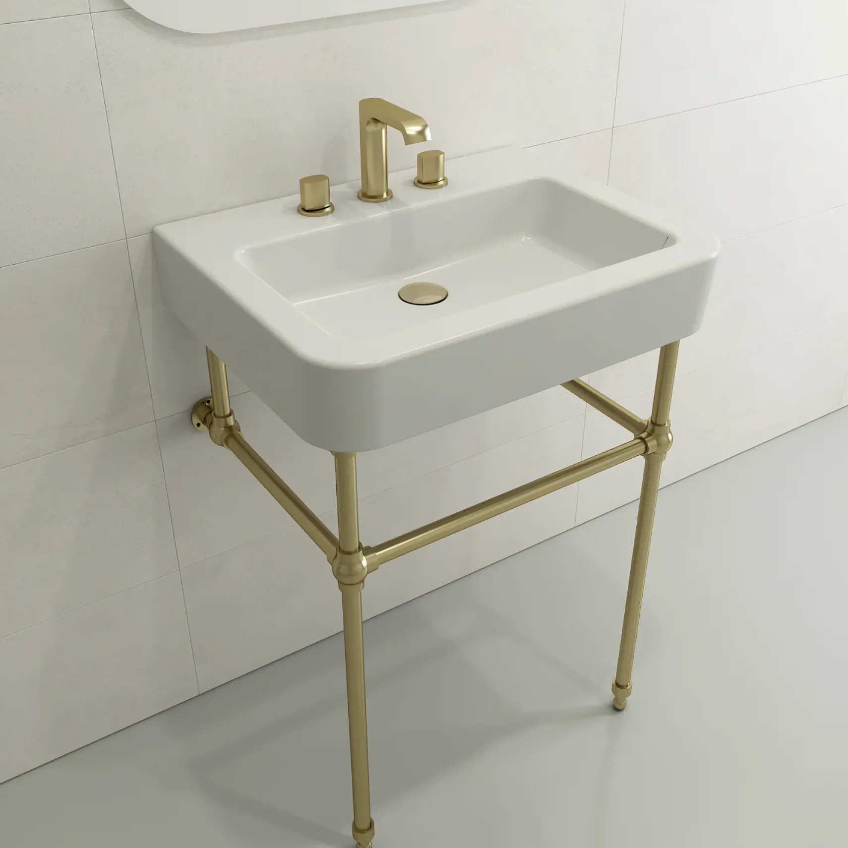 BOCCHI Parma 26" Rectangle Wallmount Fireclay Bathroom Sink, Matte White, 3 Faucet Hole, 1123-002-0127