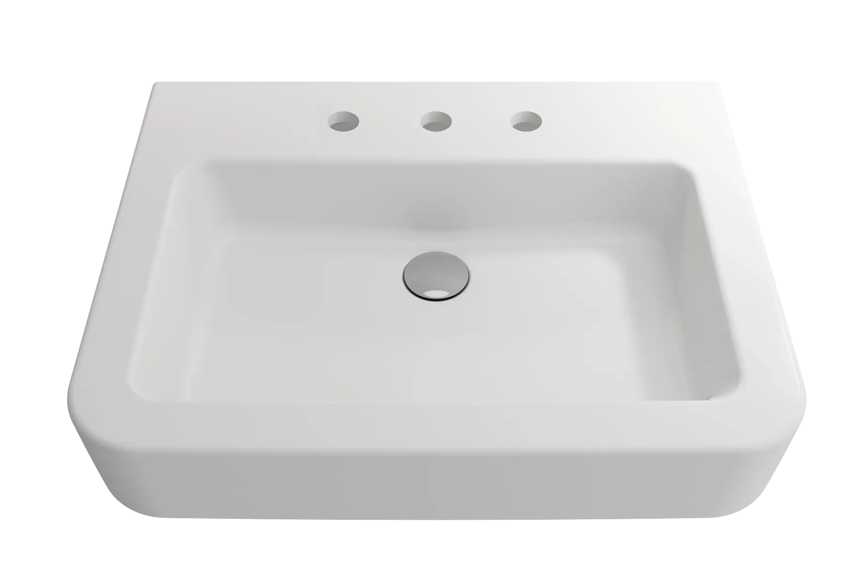 BOCCHI Parma 26" Rectangle Wallmount Fireclay Bathroom Sink, Matte White, 3 Faucet Hole, 1123-002-0127