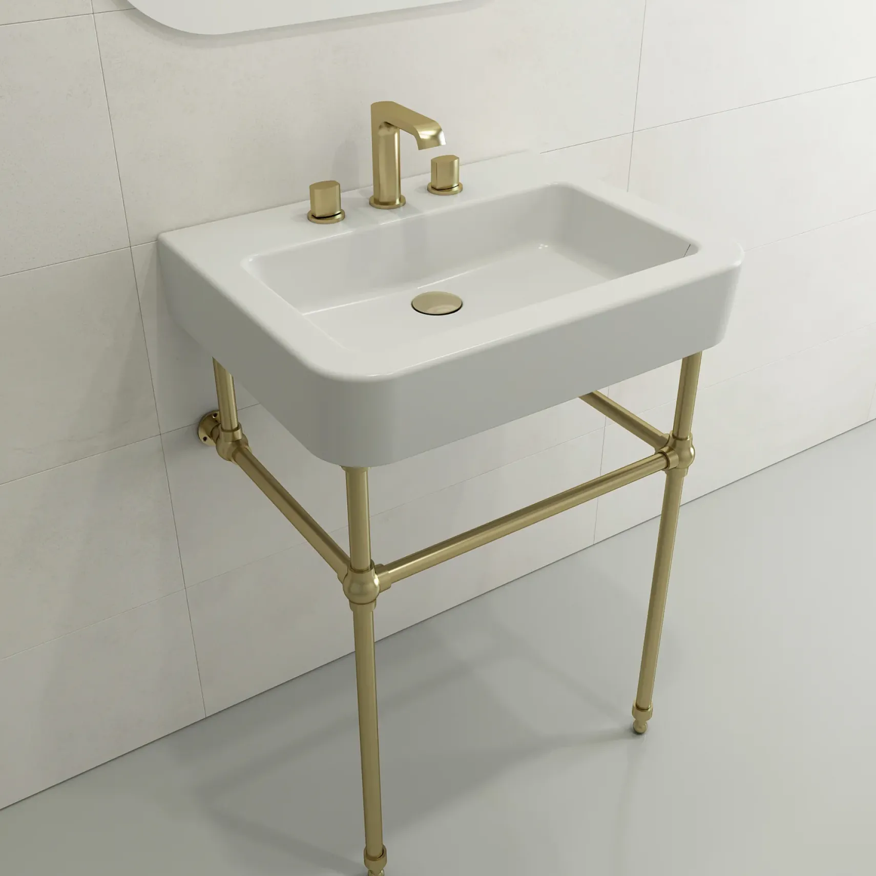 BOCCHI Parma 26" Rectangle Wallmount Fireclay Bathroom Sink, Matte White, 3 Faucet Hole, 1123-002-0127