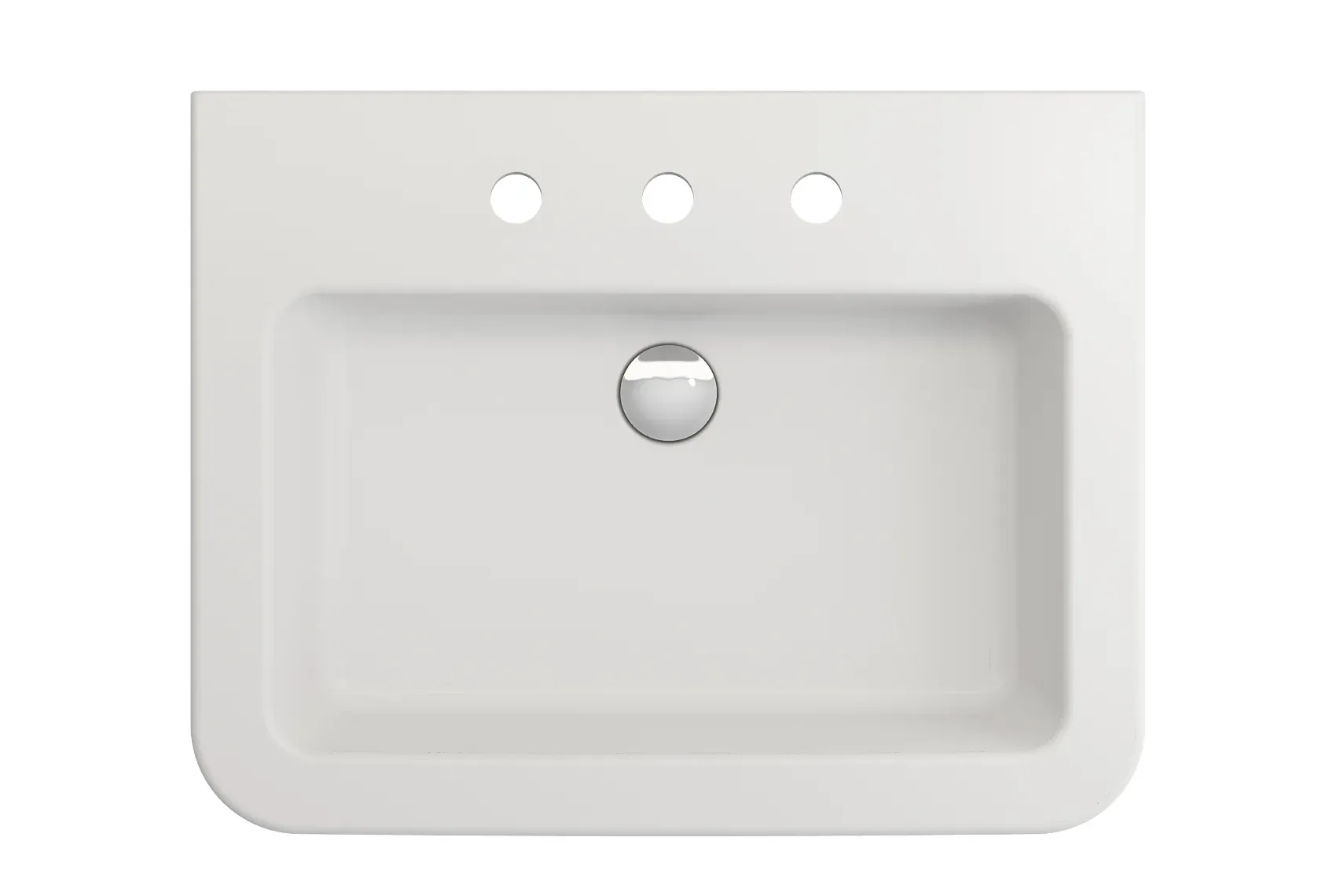 BOCCHI Parma 26" Rectangle Wallmount Fireclay Bathroom Sink, Matte White, 3 Faucet Hole, 1123-002-0127