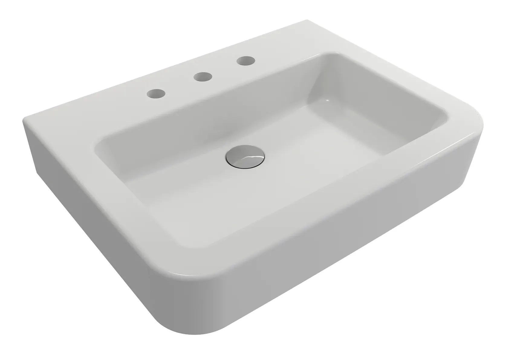 BOCCHI Parma 26" Rectangle Wallmount Fireclay Bathroom Sink, Matte White, 3 Faucet Hole, 1123-002-0127