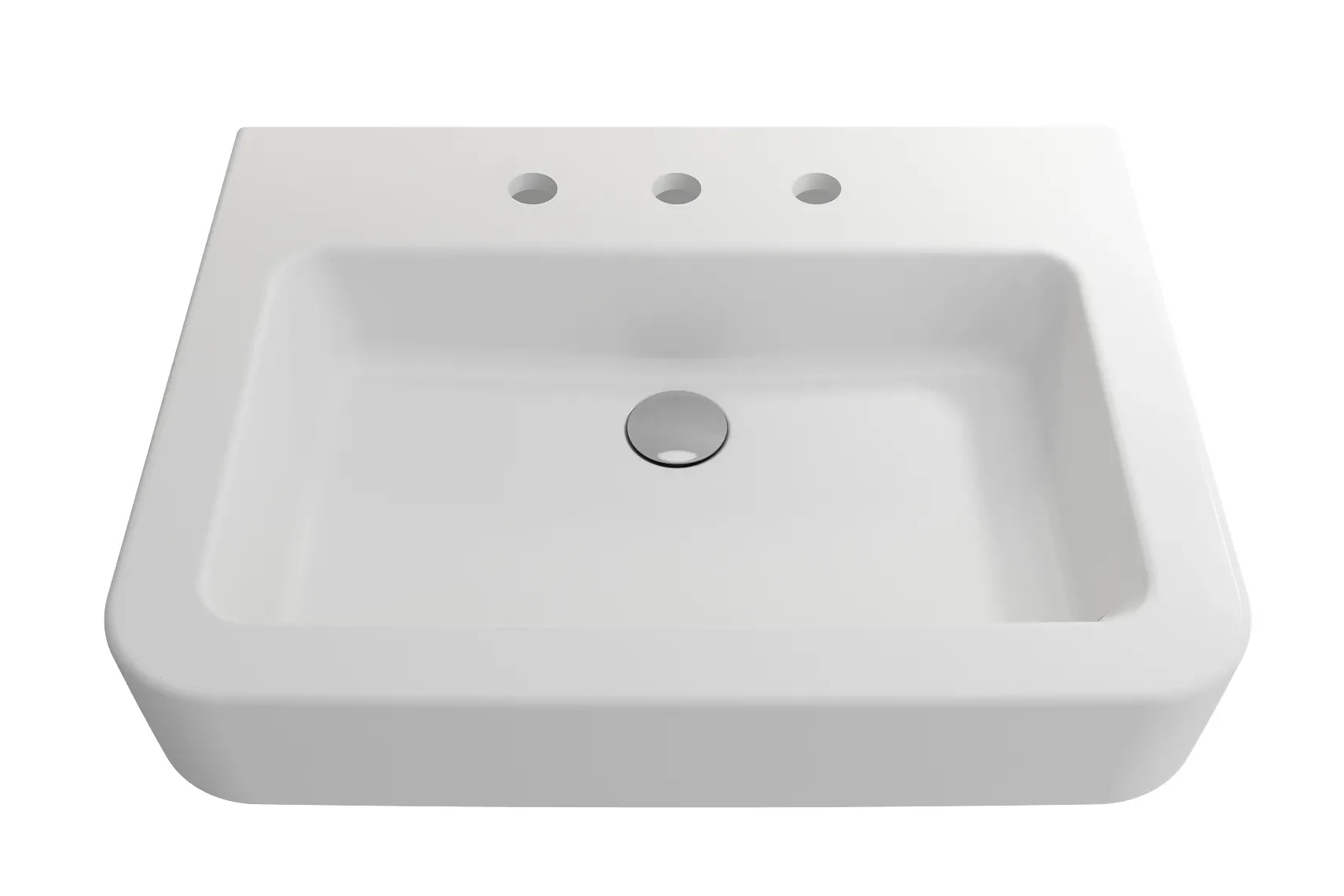 BOCCHI Parma 26" Rectangle Wallmount Fireclay Bathroom Sink, Matte White, 3 Faucet Hole, 1123-002-0127