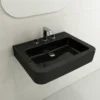 BOCCHI Parma 26" Rectangle Wallmount Fireclay Bathroom Sink, Black, 3 Faucet Hole, 1123-005-0127