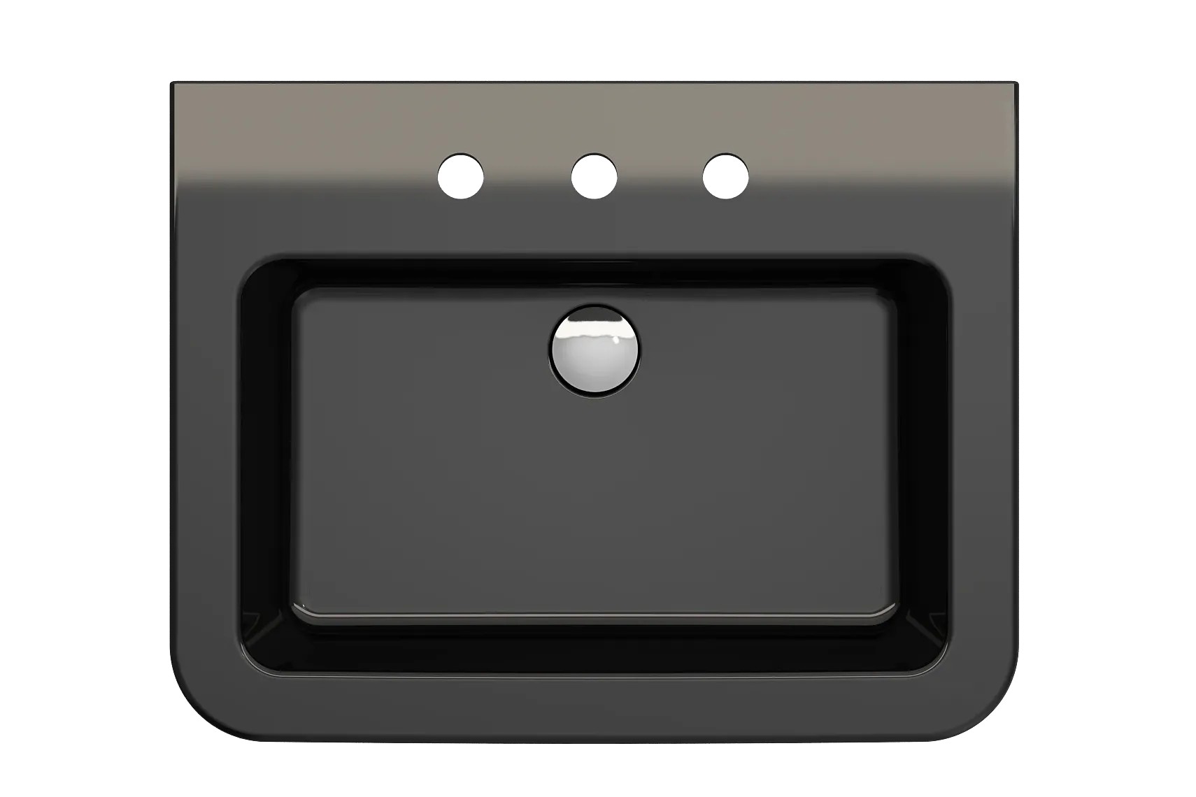 BOCCHI Parma 26" Rectangle Wallmount Fireclay Bathroom Sink, Black, 3 Faucet Hole, 1123-005-0127