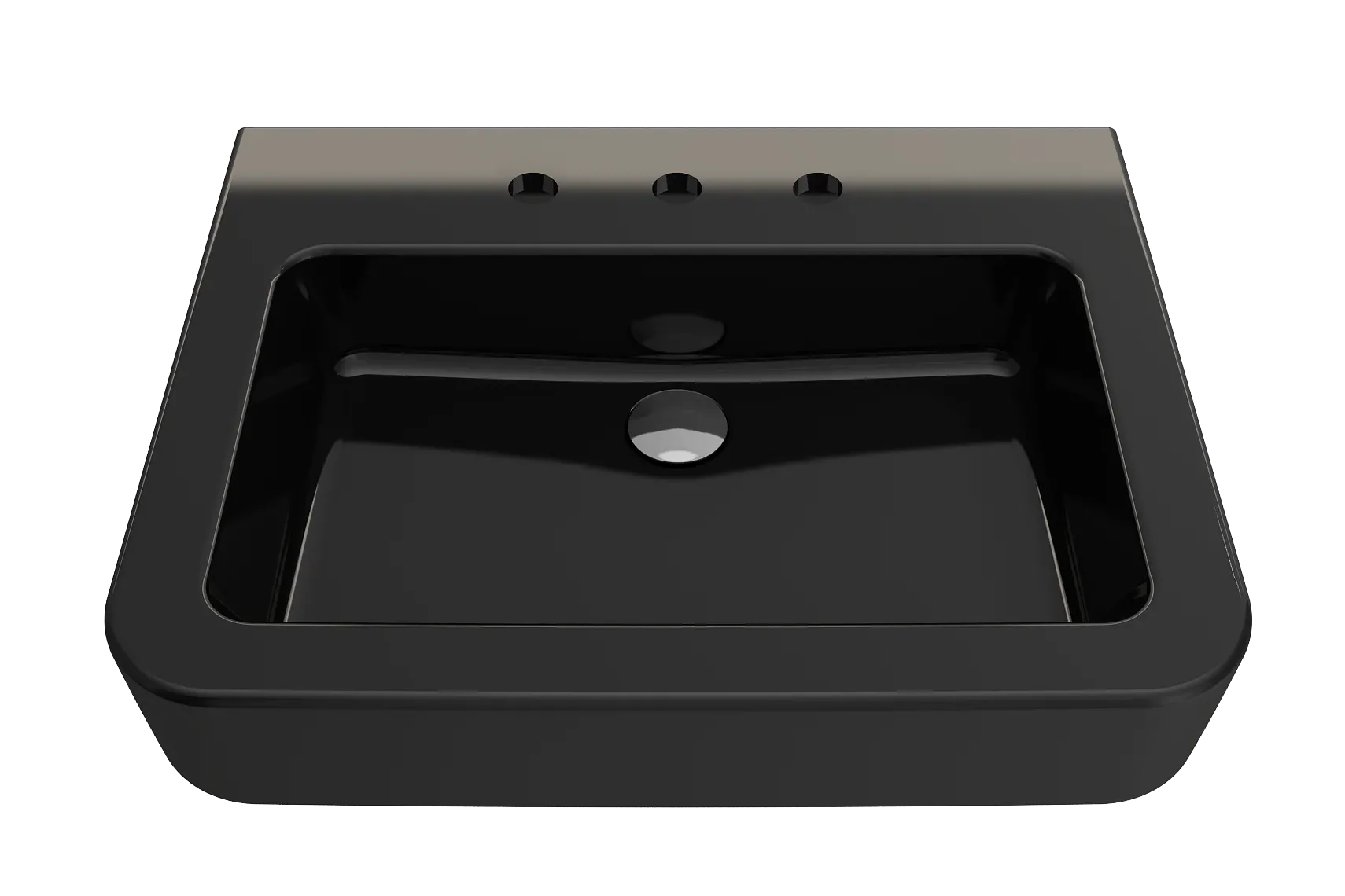 BOCCHI Parma 26" Rectangle Wallmount Fireclay Bathroom Sink, Black, 3 Faucet Hole, 1123-005-0127