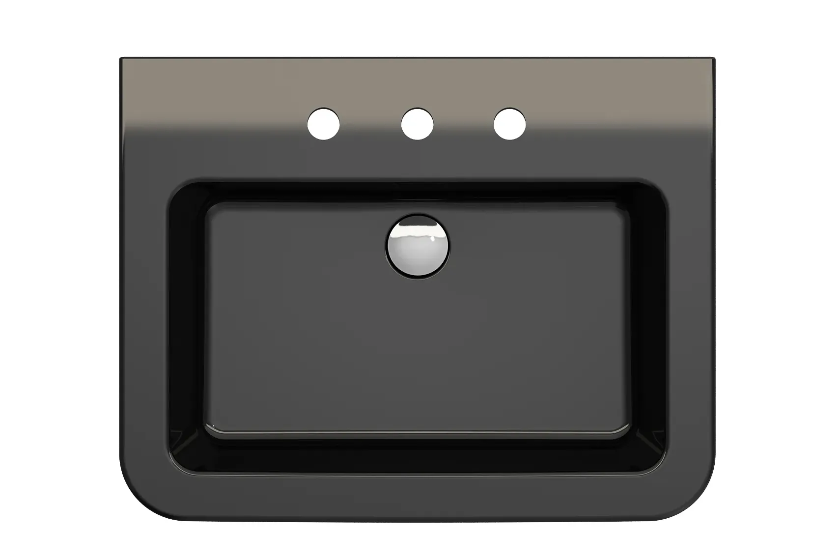 BOCCHI Parma 26" Rectangle Wallmount Fireclay Bathroom Sink, Black, 3 Faucet Hole, 1123-005-0127