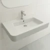 BOCCHI Parma 34" Rectangle Wallmount Fireclay Bathroom Sink, Matte White, Single Faucet Hole, 1124-002-0126
