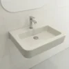 BOCCHI Parma 26" Rectangle Wallmount Fireclay Bathroom Sink, Biscuit, Single Faucet Hole, 1123-014-0126