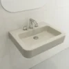 BOCCHI Parma 26" Rectangle Wallmount Fireclay Bathroom Sink, Biscuit, 3 Faucet Hole, 1123-014-0127