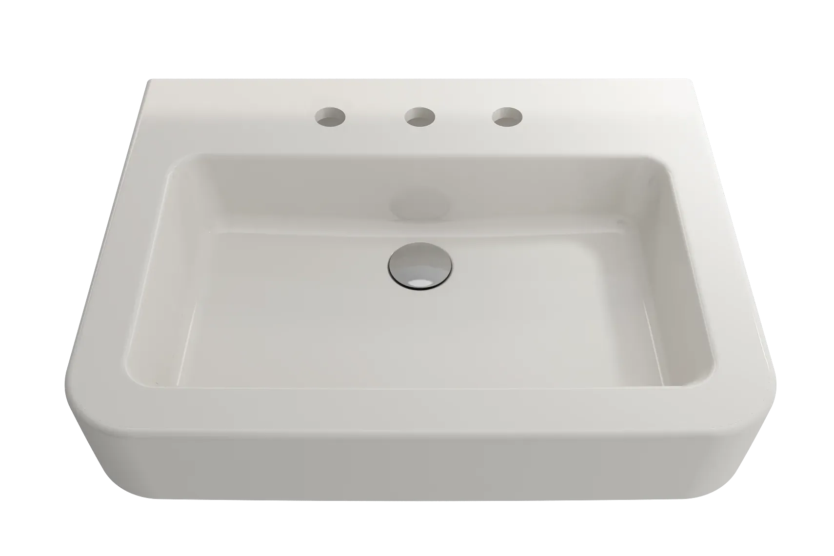 BOCCHI Parma 26" Rectangle Wallmount Fireclay Bathroom Sink, Biscuit, 3 Faucet Hole, 1123-014-0127