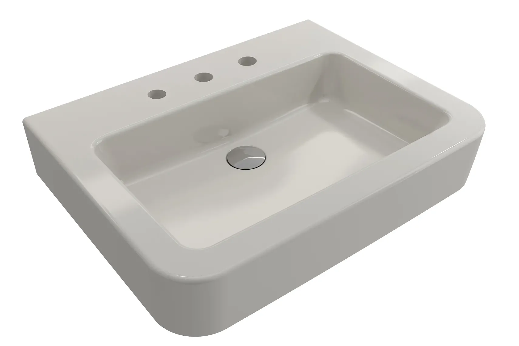 BOCCHI Parma 26" Rectangle Wallmount Fireclay Bathroom Sink, Biscuit, 3 Faucet Hole, 1123-014-0127