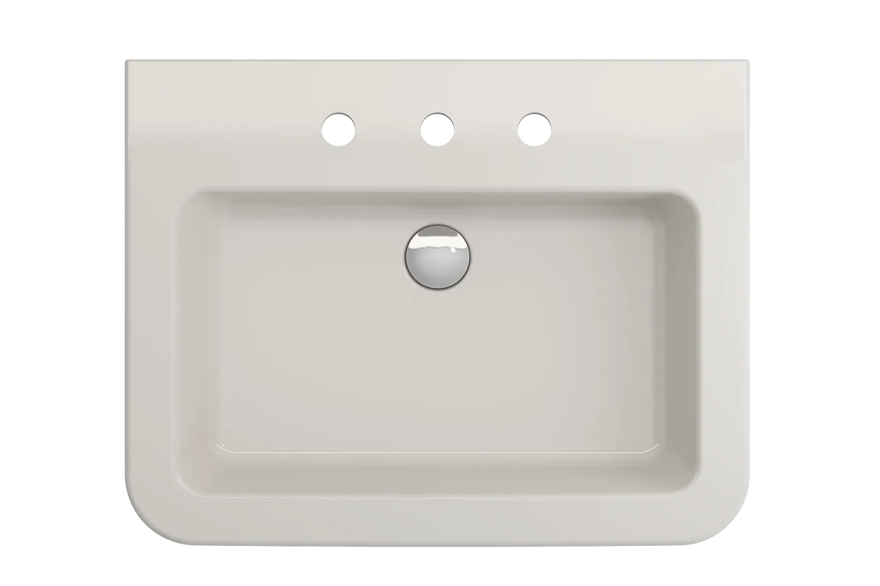 BOCCHI Parma 26" Rectangle Wallmount Fireclay Bathroom Sink, Biscuit, 3 Faucet Hole, 1123-014-0127