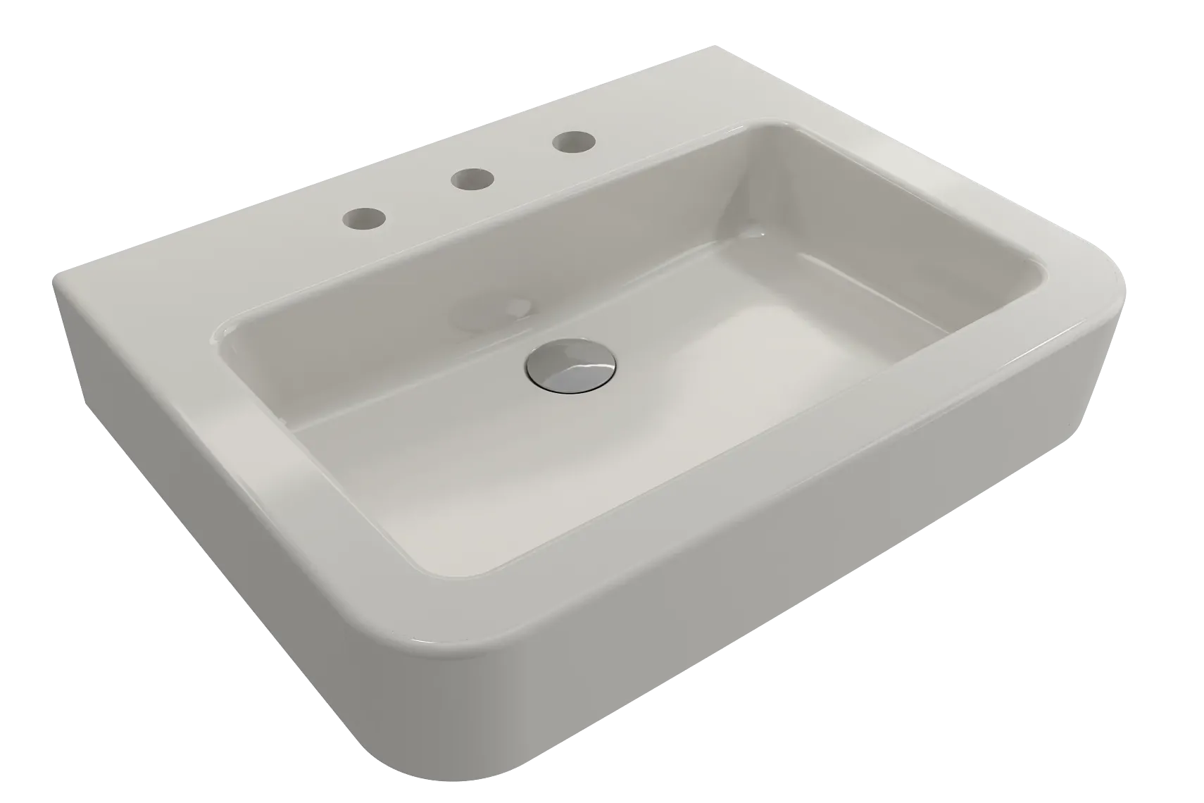 BOCCHI Parma 26" Rectangle Wallmount Fireclay Bathroom Sink, Biscuit, 3 Faucet Hole, 1123-014-0127