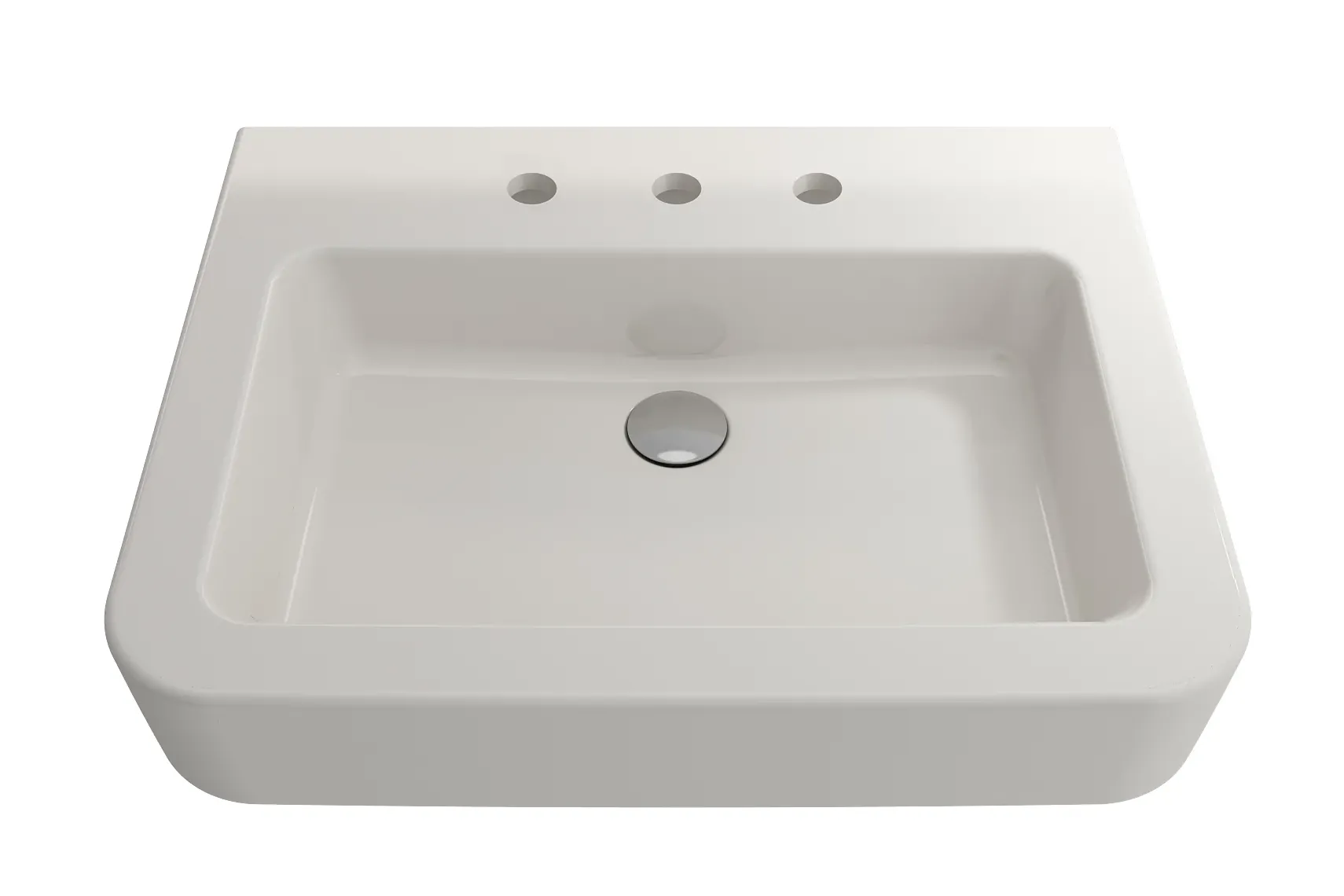BOCCHI Parma 26" Rectangle Wallmount Fireclay Bathroom Sink, Biscuit, 3 Faucet Hole, 1123-014-0127