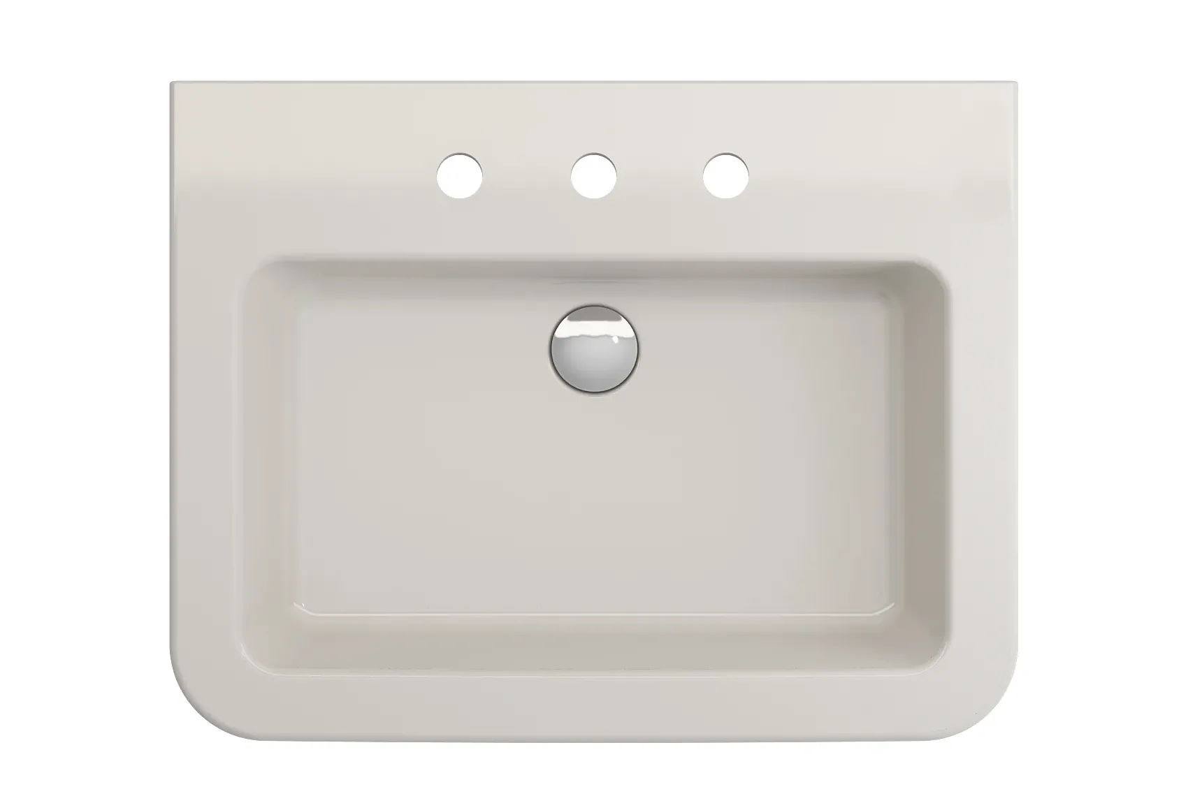 BOCCHI Parma 26" Rectangle Wallmount Fireclay Bathroom Sink, Biscuit, 3 Faucet Hole, 1123-014-0127