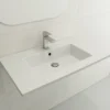 BOCCHI Ravenna 32" Rectangle Wallmount Fireclay Bathroom Sink, Matte White, 3 Faucet Hole, 1113-002-0127