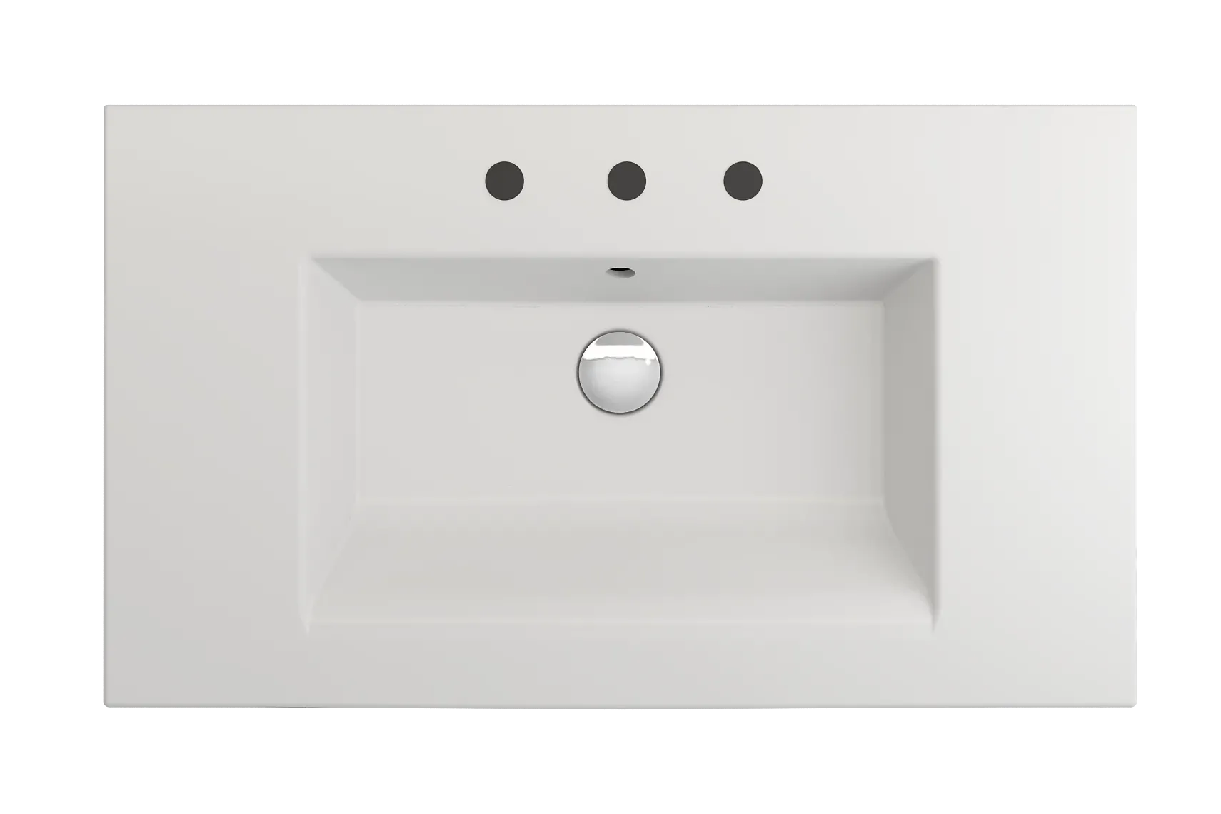 BOCCHI Ravenna 32" Rectangle Wallmount Fireclay Bathroom Sink, Matte White, 3 Faucet Hole, 1113-002-0127